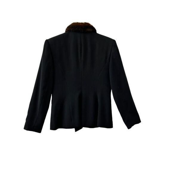 Lauren Ralph Lauren Wool Skirt Suit Set Faux Fur Collar Wool Blazer & Skirt Blac - Picture 6 of 11